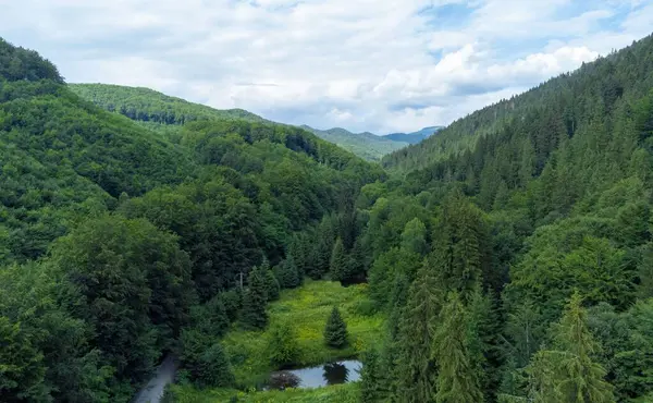 Landschap Met Een Dal Tussen Bergen Wild Natuur — Stockfoto