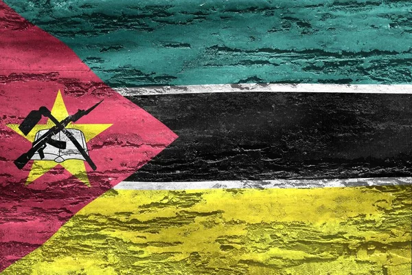 Прапор Мозамбіку Написаний Дерев Яній Поверхні — стокове фото