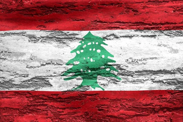 Bandeira Nacional Líbano Fundo Muro Grunge — Fotografia de Stock