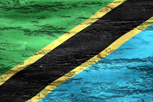 Een Illustratie Van Tanzaniaanse Vlag Een Concrete Achtergrond — Stockfoto