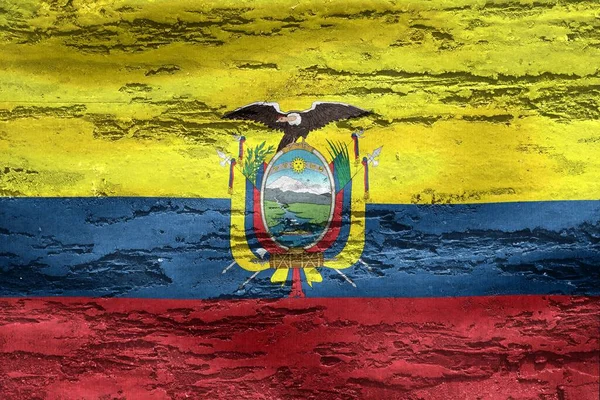 Una Bandera Nacional Ecuador Fondo Pared Grunge — Foto de Stock
