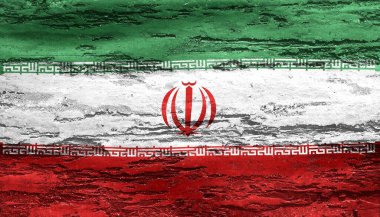 Ahşap kaplama üzerine basılmış bir İran bayrağı