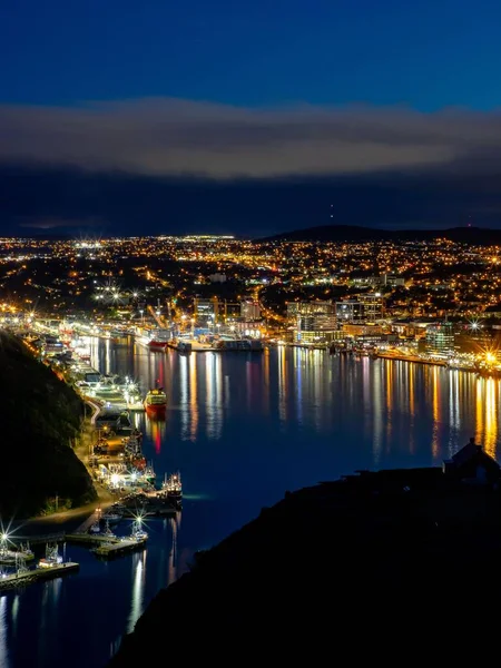 Natt Utsikt Över Newfoundland Stad Kanada — Stockfoto