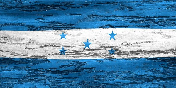 Bandera Honduras Impresa Sobre Fondo Texturizado Madera Agrietada —  Fotos de Stock