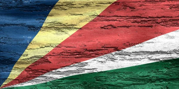 塞舌尔国旗 现实的挥动面料国旗 — 图库照片
