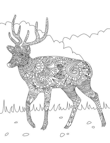 一只可爱的鹿群 有着缠结的元素 很好的色彩和印刷品 — 图库照片