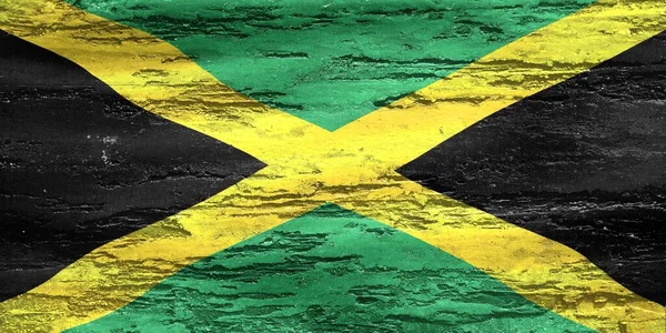 テクスチャチッピングの木の背景に印刷されたジャマイカの旗 — ストック写真