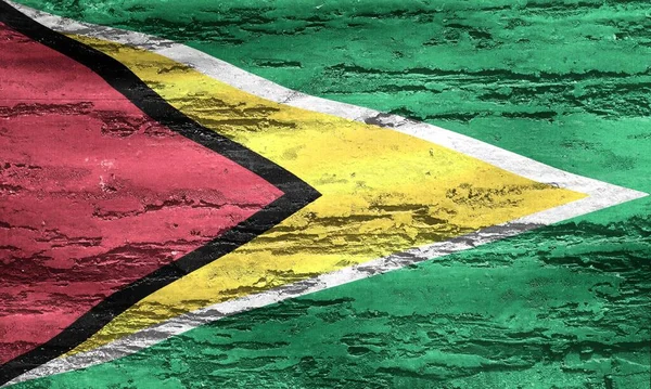 Bandera Guyana Impresa Sobre Fondo Texturizado Madera Astillada —  Fotos de Stock