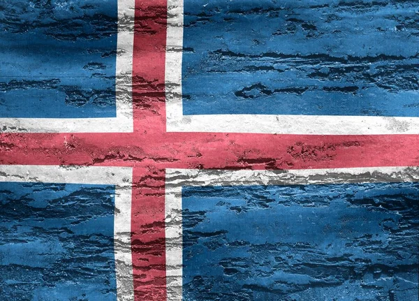 Bandera Islandia Impresa Sobre Fondo Texturizado Madera Agrietada —  Fotos de Stock