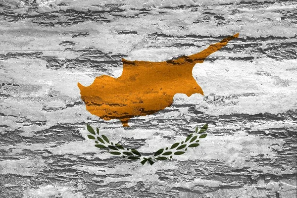 Государственный Флаг Кипра Фоне Гранж Стены — стоковое фото
