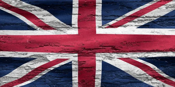 United Kingdom Flag Printed Textured Chipping Wood Background — Stock Photo, Image