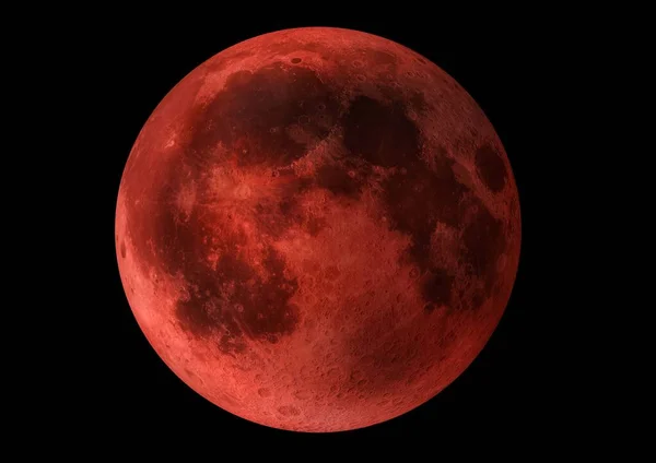 Uma Lua Cheia Com Luz Vermelha — Fotografia de Stock