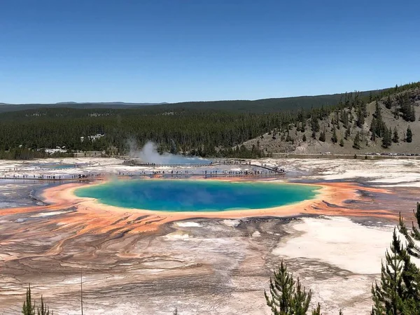 Grand Prismatic Spring One Largest Hot Spring Pool Yellowstone Usa — стоковое фото