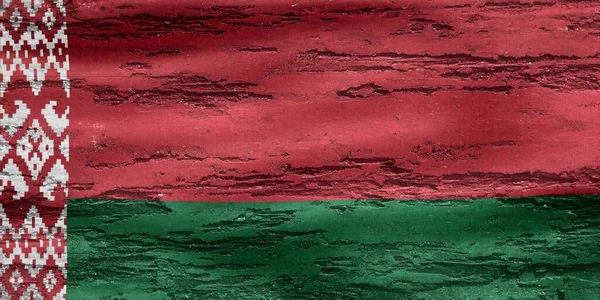 Malowana Trójkolorowa Flaga Białorusi Ścianie — Zdjęcie stockowe