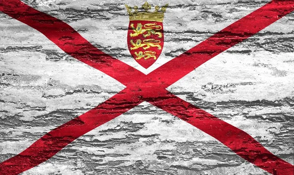 Flaga Jersey Wydrukowana Teksturowanym Drzewnym Tle — Zdjęcie stockowe
