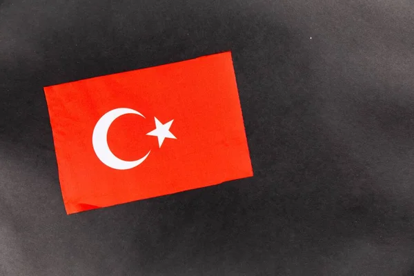 Primer Plano Bandera Turquía Sobre Fondo Oscuro Con Espacio Para —  Fotos de Stock