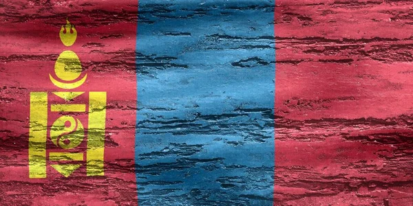 Bandeira Mongólia Pintada Sobre Uma Superfície Madeira — Fotografia de Stock