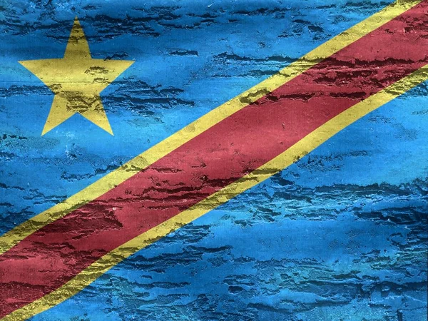 Beschilderde Vlag Van Democratische Republiek Congo Muur — Stockfoto
