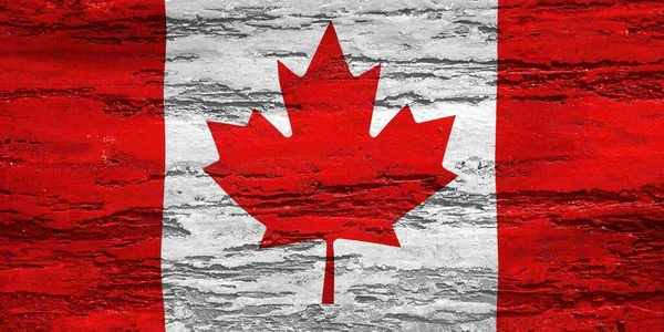 Bandera Pintada Canadá Con Hoja Arce Pared — Foto de Stock