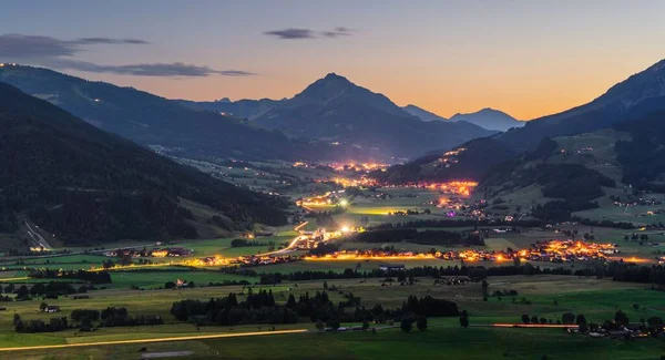 Aerial Shot Leogang Municipality Austria Sunset — Stock Photo, Image