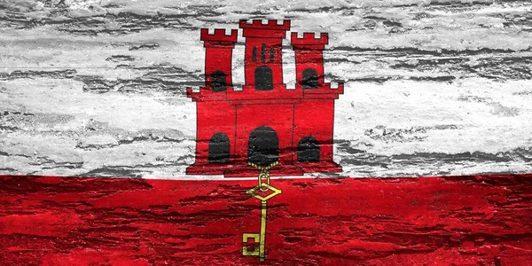Bir Gibraltar Bayrağı Ahşap Kaplama Üzerine Basılmış — Stok fotoğraf