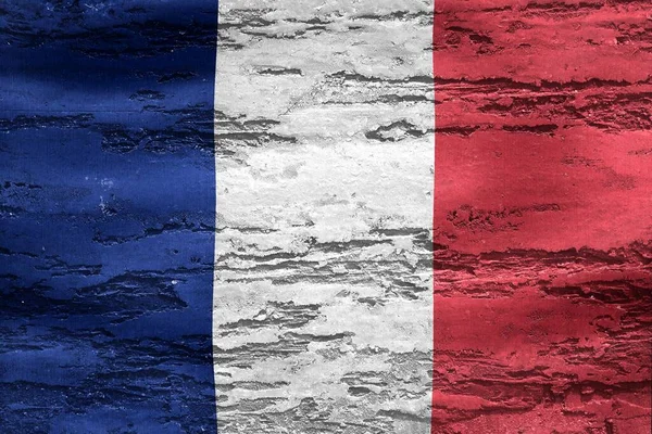 Bandera Francia Impresa Sobre Fondo Texturizado Madera Agrietada —  Fotos de Stock