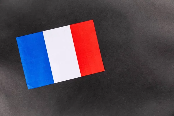 Primer Plano Bandera Francia Sobre Fondo Oscuro Con Espacio Para —  Fotos de Stock