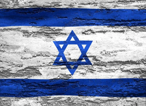 Drapeau Israélien Imprimé Sur Fond Texturé Bois Écaillé — Photo