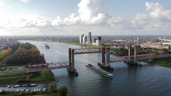 Авіаційний Далекий Вид Міст Spijkenisserbrug Хогвлієті Нідерланди — стокове фото