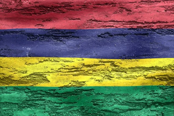 挂在木制表面上的毛里求斯国旗 — 图库照片