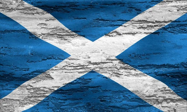 Scotland Flag Printed Textured Chipping Wood Background — Stock Photo, Image