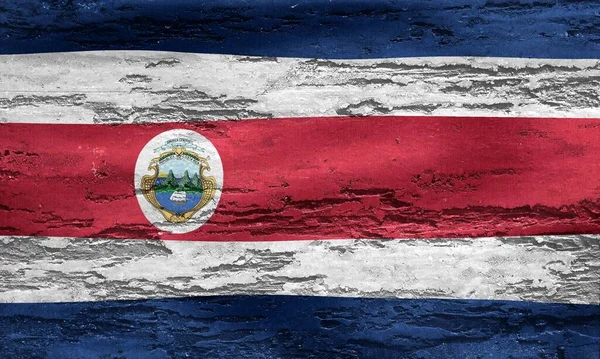 Una Bandera Nacional Costa Rica Fondo Pared Grunge — Foto de Stock