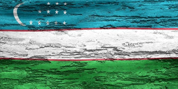 Uma Ilustração Bandeira Uzbequistão Sobre Fundo Concreto — Fotografia de Stock