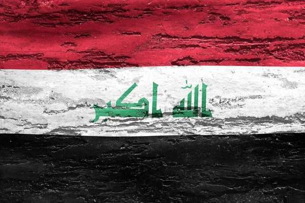Uma Bandeira Iraque Impressa Fundo Madeira Texturizada Lascar — Fotografia de Stock
