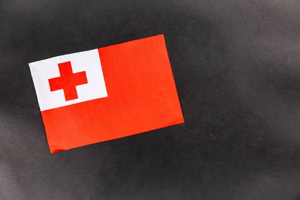 Close Shot Flag Tonga Dark Background Copy Space — Stock Photo, Image