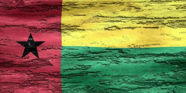 Guinea Bissau Flagga Tryckt Strukturerad Flisning Trä Bakgrund — Stockfoto