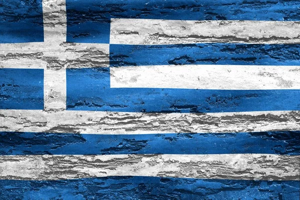 Uma Bandeira Grécia Impressa Fundo Madeira Lascar Texturizado — Fotografia de Stock