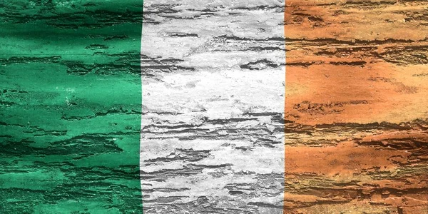 Flaga Irlandii Wydrukowana Teksturowanym Drzewnym Tle — Zdjęcie stockowe