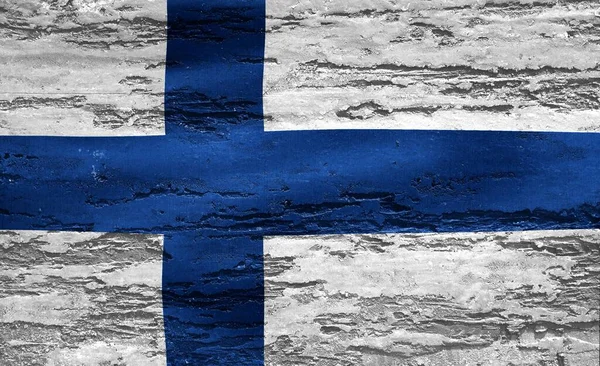 Una Bandera Nacional Finlandia Fondo Del Muro Grunge —  Fotos de Stock
