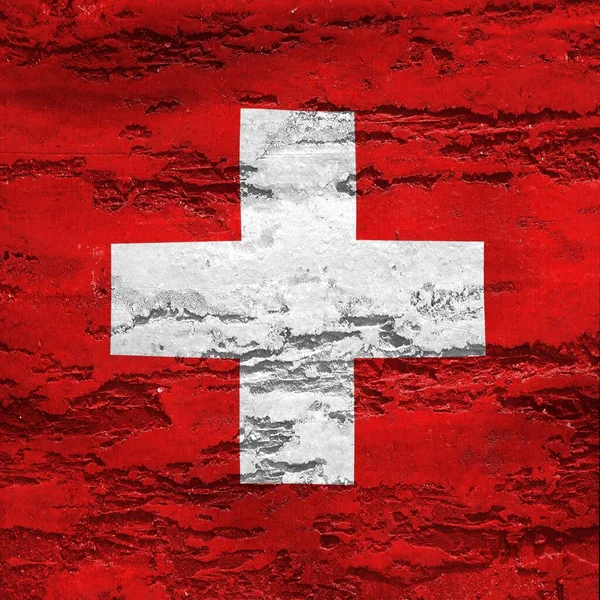 Swiss Flag Painted Wooden Surface — Stock Photo, Image