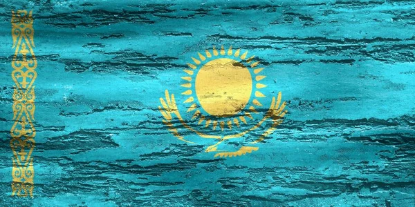Flaga Narodowa Kazachstanu Tle Muru Grunge — Zdjęcie stockowe