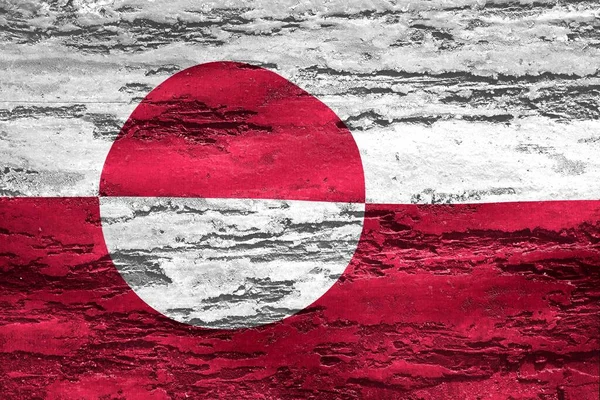 Greenland Flag Printed Textured Chipping Wood Background — Stock Photo, Image