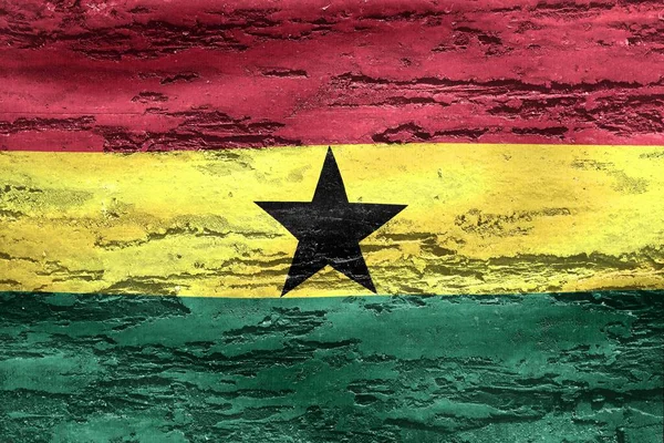 Ghana Flagga Tryckt Strukturerad Flisning Trä Bakgrund — Stockfoto