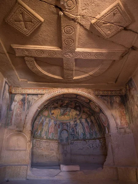 Kapadokya Türkiye Deki Kilise Duvarındaki Çizimler — Stok fotoğraf