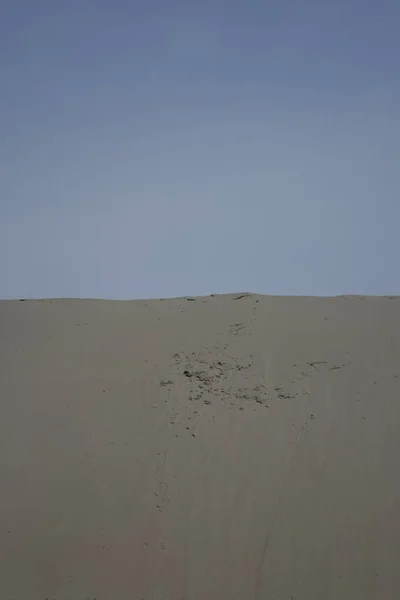 Vertikal Bild Hög Med Torr Grå Sand Och Cement Blå — Stockfoto