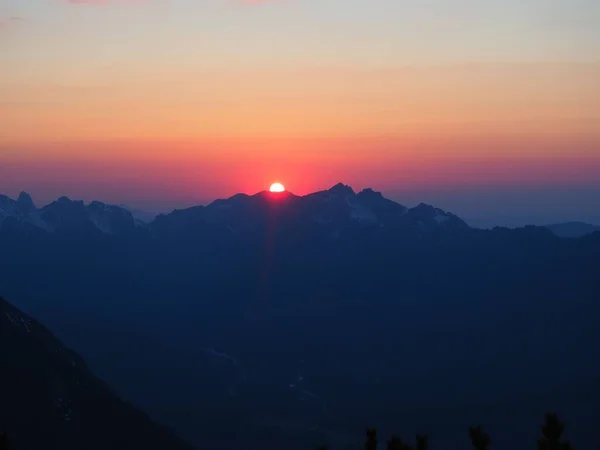 Den Vackra Solnedgången Notkarspitz Ammerbergen — Stockfoto