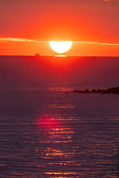 Uma Vista Panorâmica Pôr Sol Sobre Costa Alemanha — Fotografia de Stock