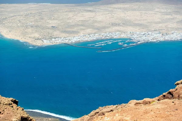 Letecký Pohled Ostrov Graciosa Mirador Del Rio Lanzarote Kanárské Ostrovy — Stock fotografie