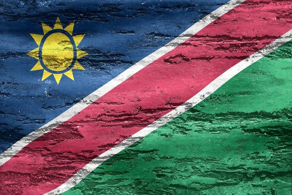 Illusztráció Egy Nambiai Zászló Reális Hullámzó Szövet Zászló — Stock Fotó