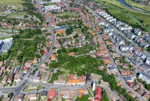 リーギン市の風景 ルーマニアは上から見て ドローン — ストック写真